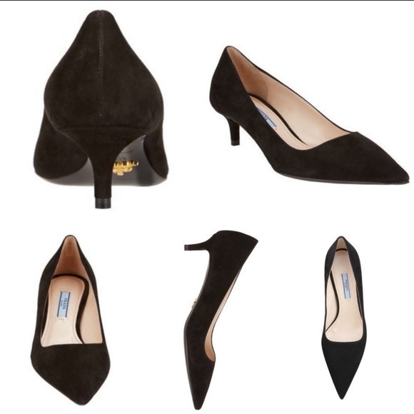 PRADA Black Suede Kitten Heel Pumps - Picture 2 of 8